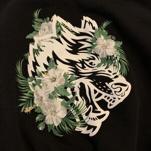 Dark Sport Sweatshirt Womens Medium Black Cropped SHE Wolves Floral Ltd 236/500